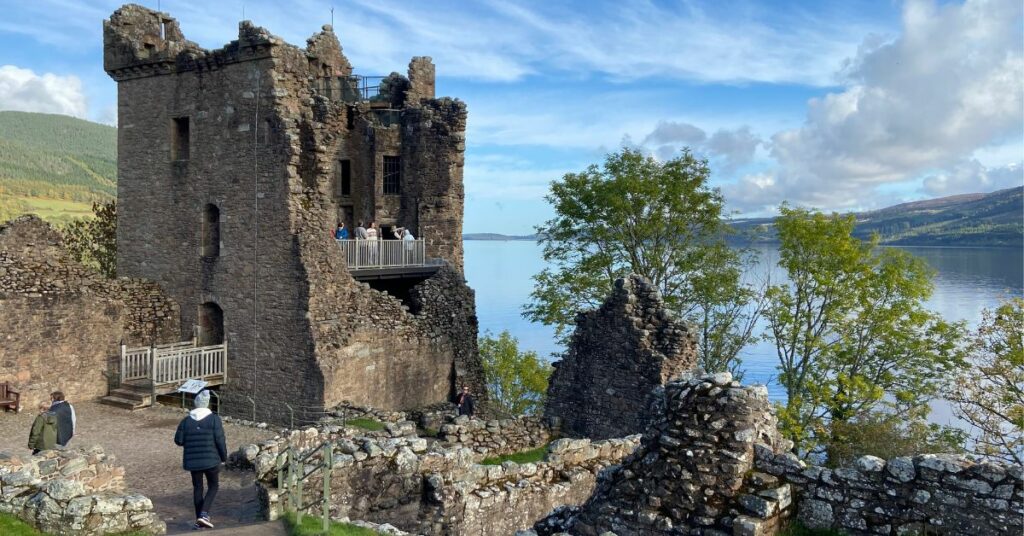 Urquhart Castle with Loch Ness in the background 